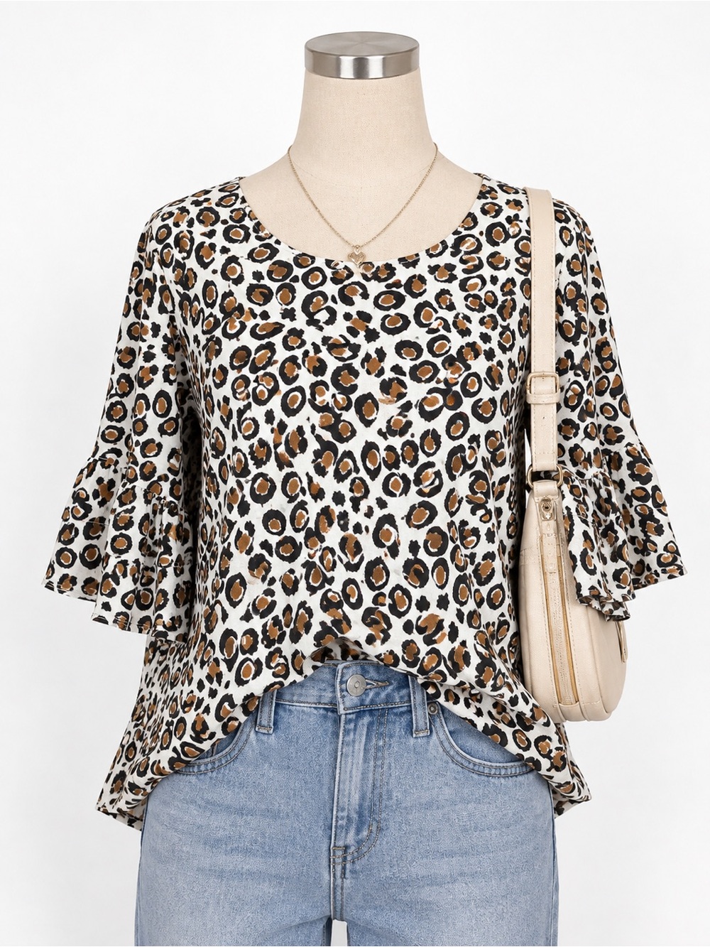 Kim Rogers Leopard Print Bell
Sleeve Top
